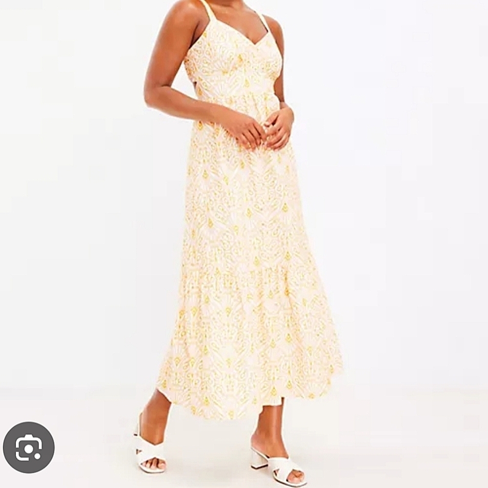LOFT Yellow and White Maxi Dress